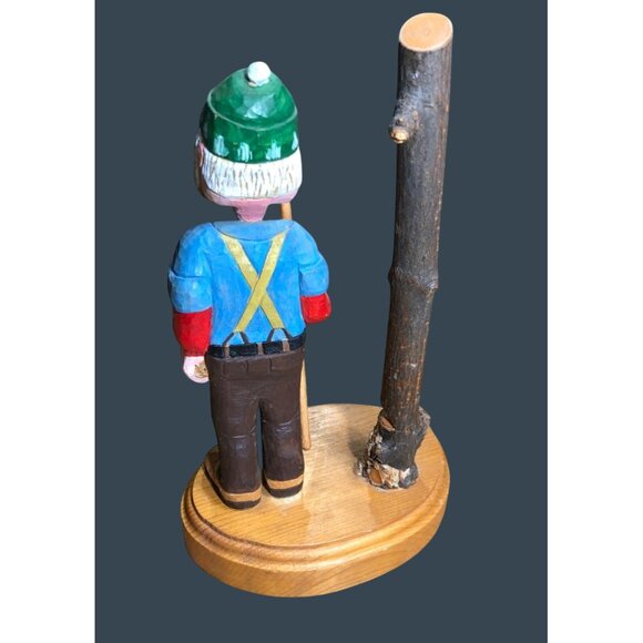 Wooden Carved Lumberjack Handcrafted Figure w Axe Folk Art Voght 1995 Primitive - Picture 4 of 10